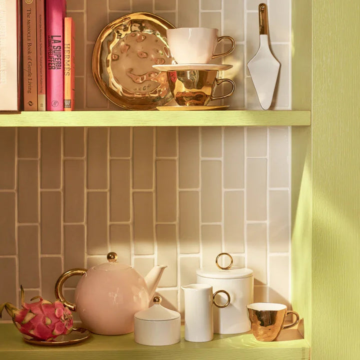 Urban Nature Culture | Good Morning kopje Cappuccino/Tea en bord Papaya/Old Pink, set van 4, in cadeauverpakking
