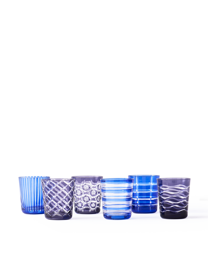 Polspotten - Glas Cobalt mix (set van 6)