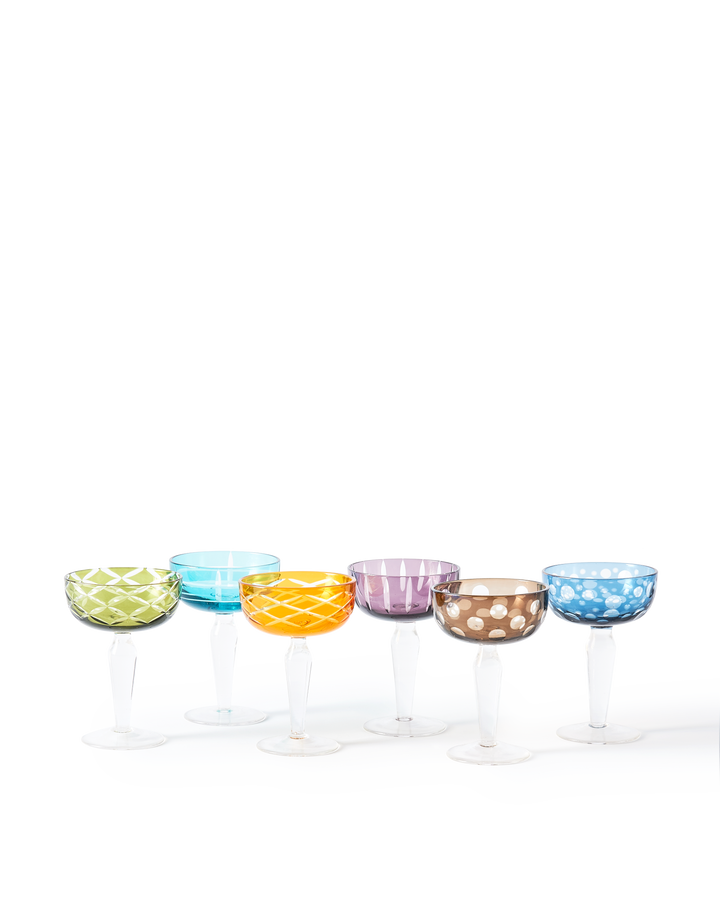 Polspotten - Champagnecoupe Cuttings Multicolor (set van 6)