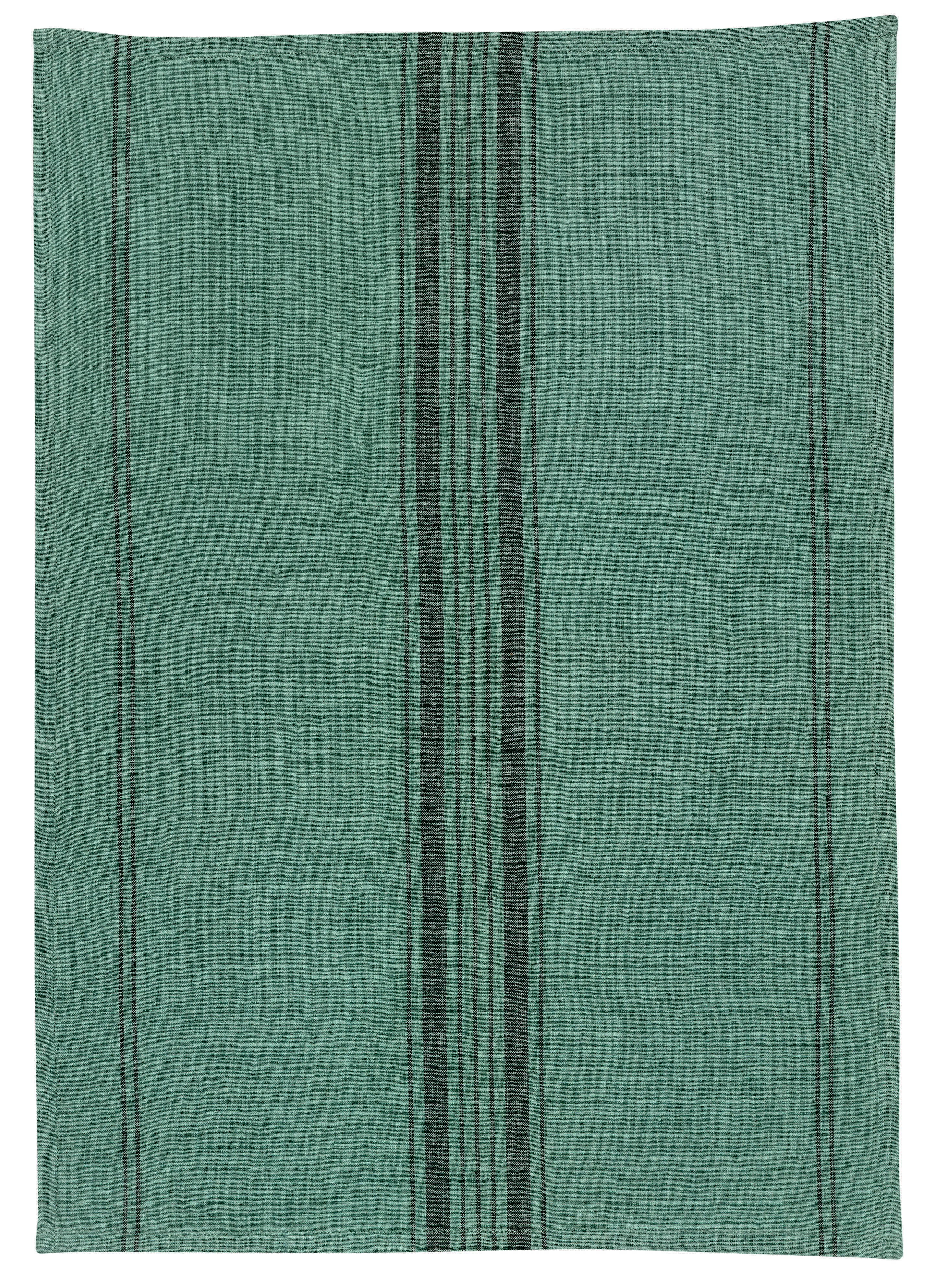 Kilia gestreepte half-linnen theedoek Vert de gris 50 X 70