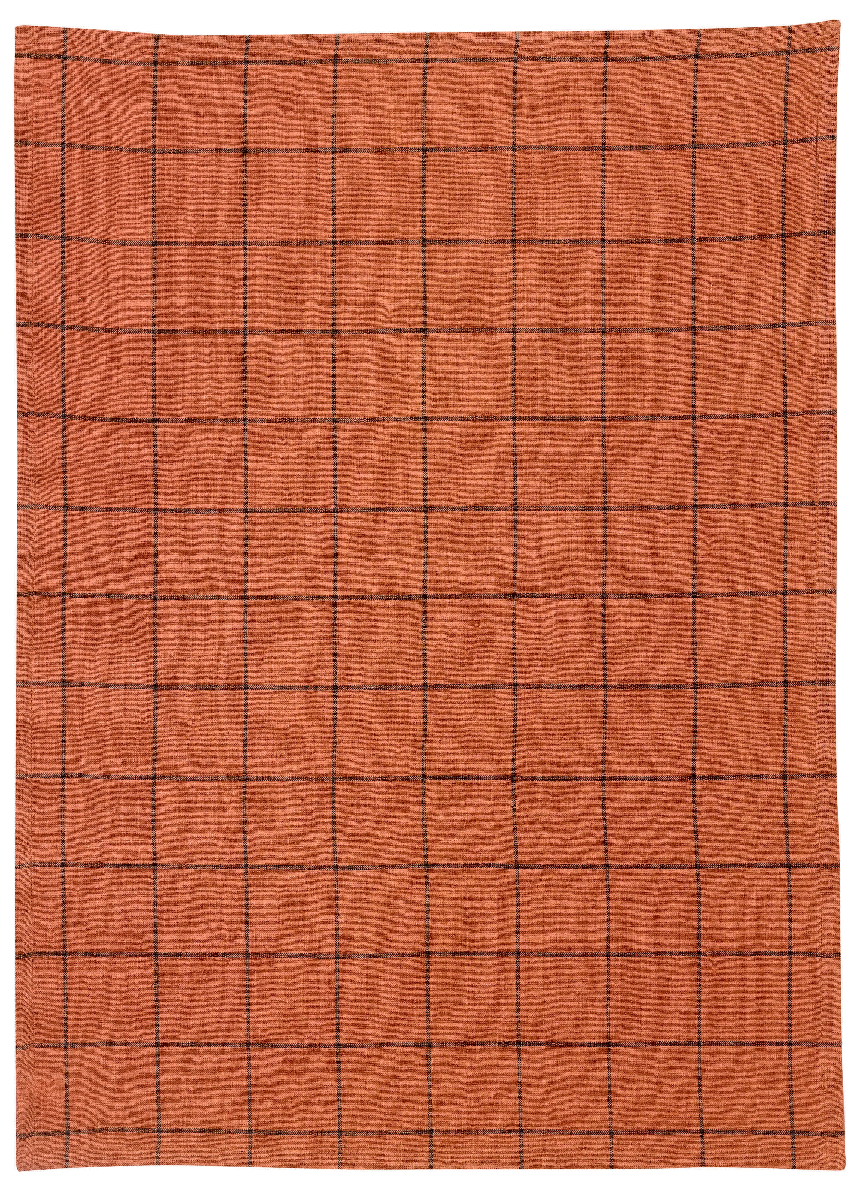 Kilia theedoek met ruitjespatroon Brique 50 X 70