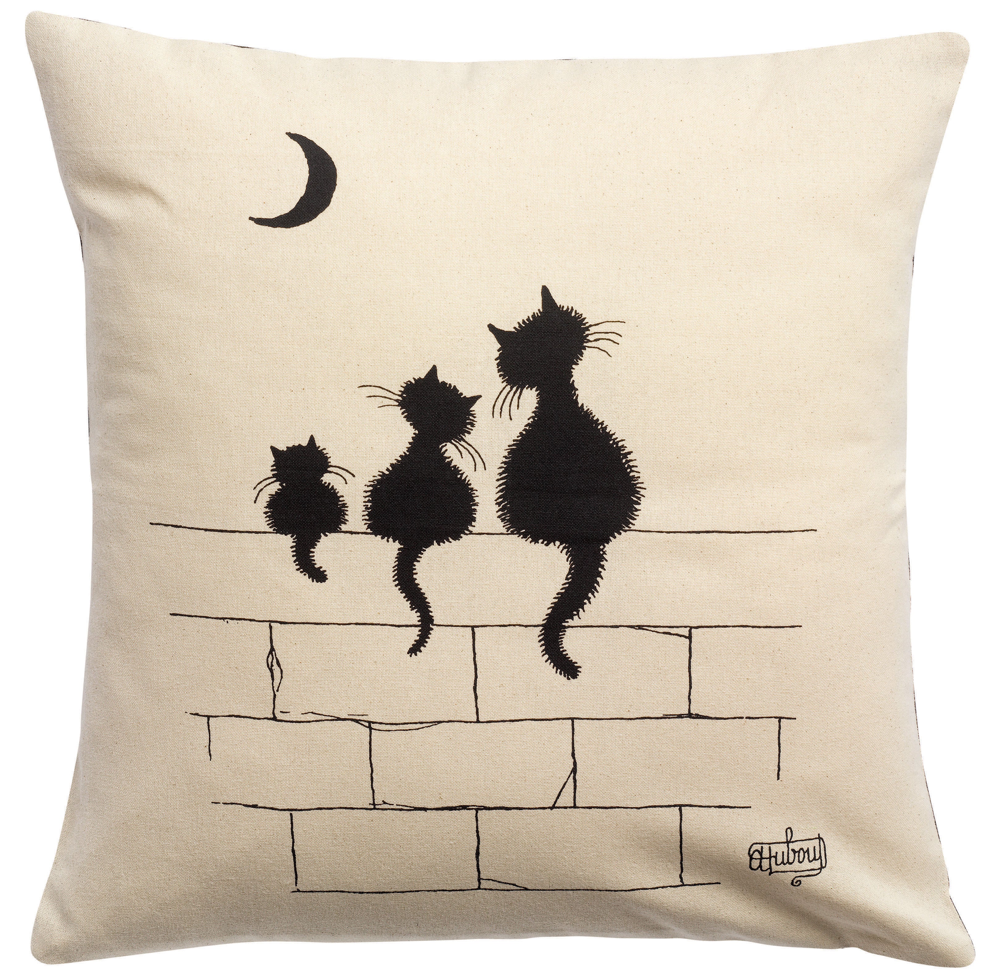 Kussen Dubout 3 chats Écru 45 X 45