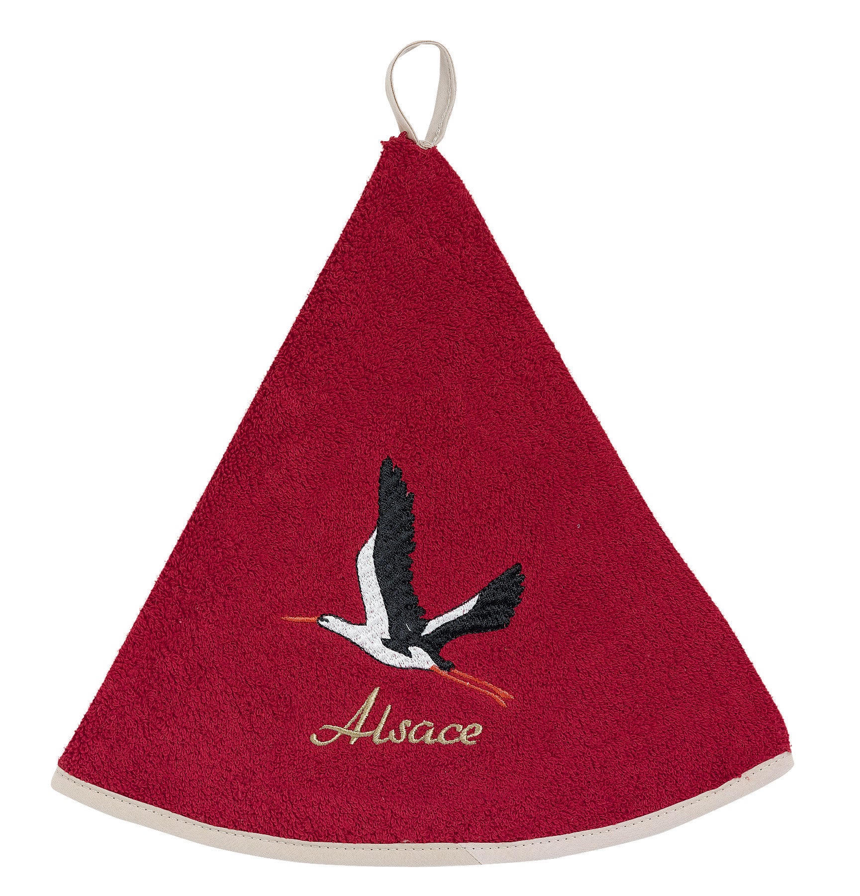 Geborduurde ronde handdoek Cigogne Envol Rouge Diameter 60