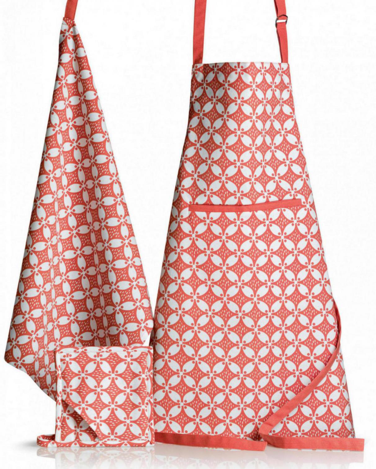Gecoate gerecycleerde keukenschort Fatou Corail 72 X 85