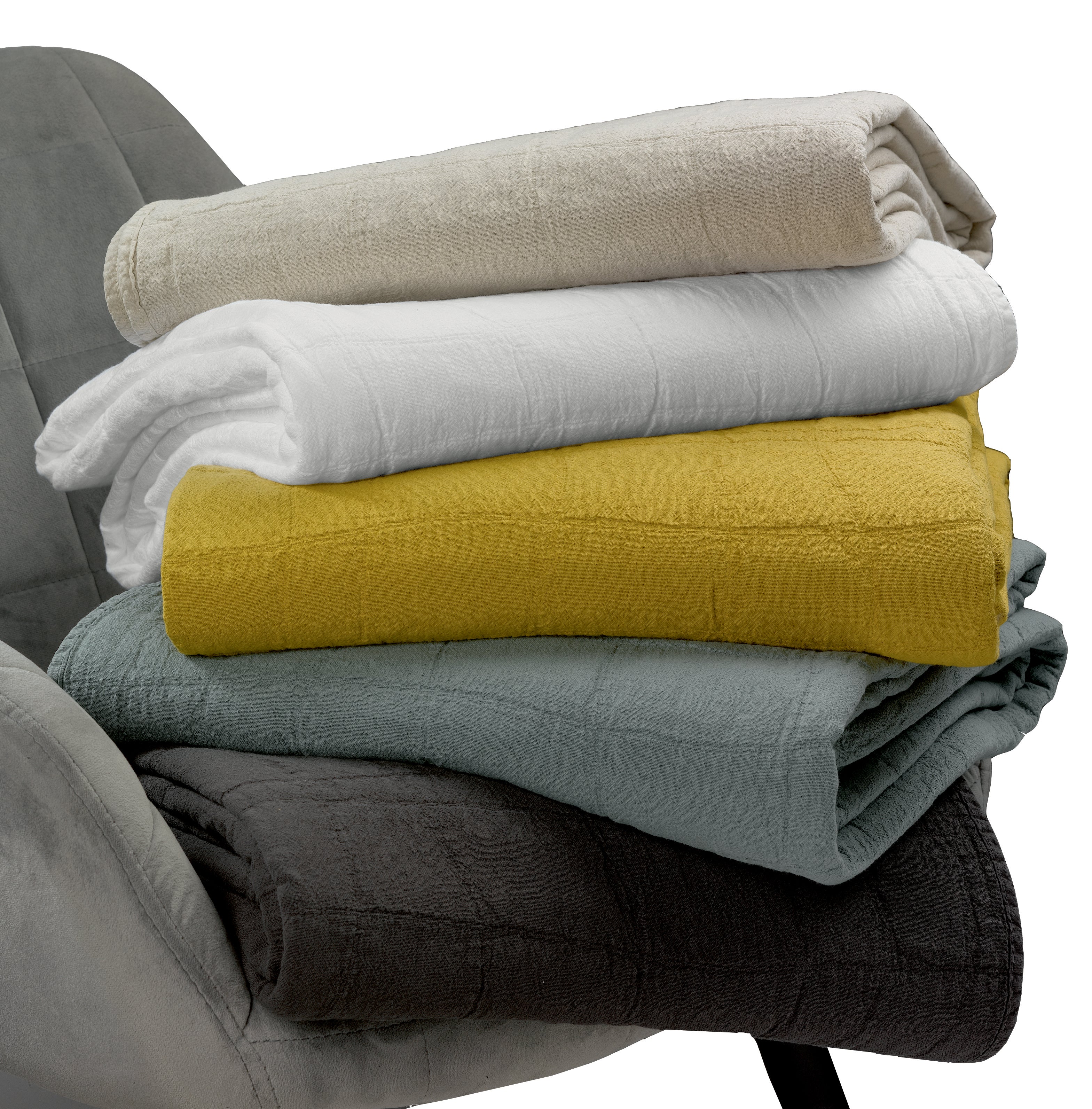 Gerecycleerde bedsprei Titou Blanc 260 X 260