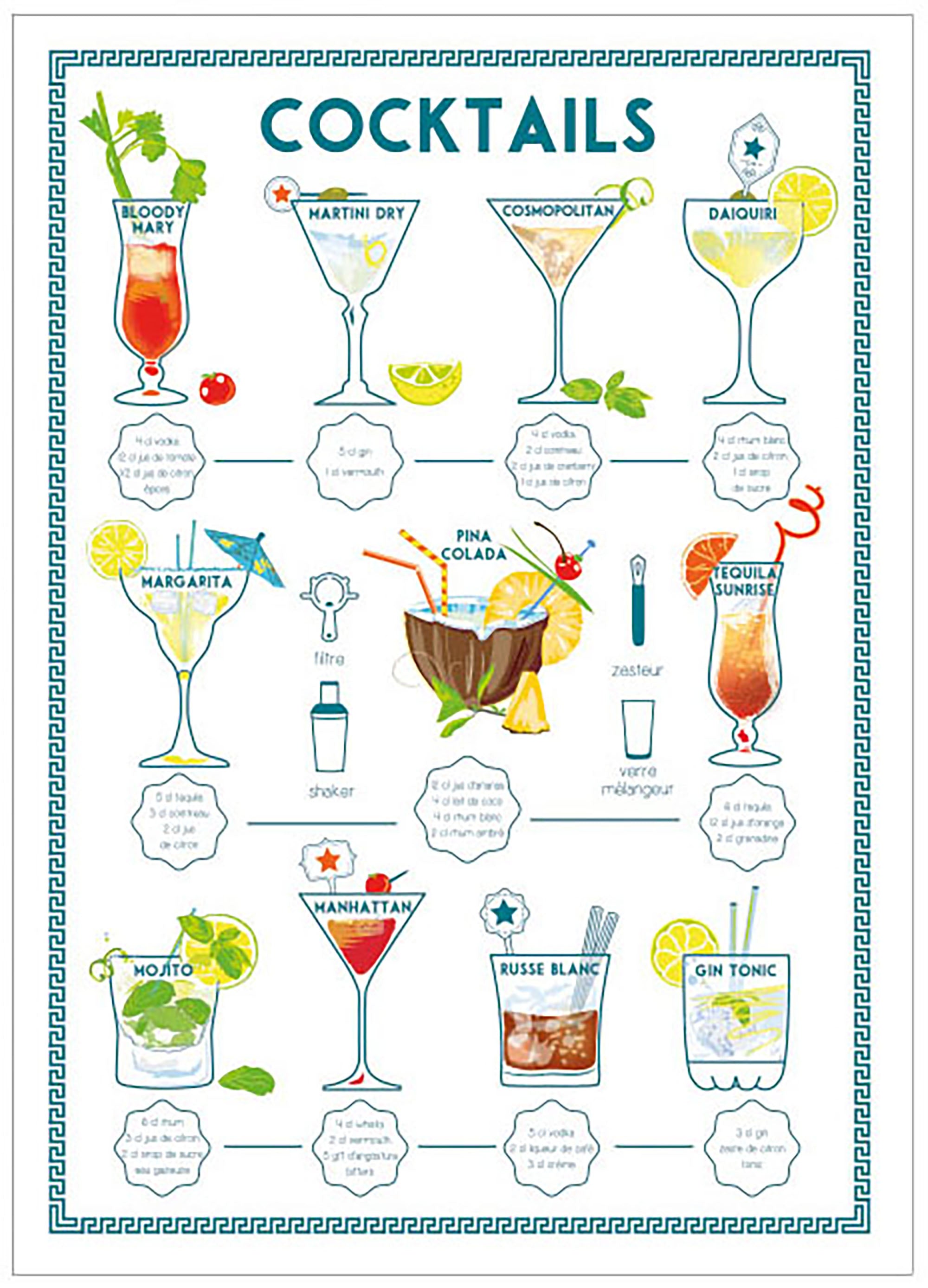 Cocktail Theedoek Assortis 50 X 70