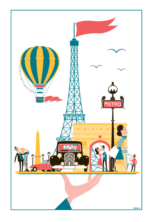 Theedoek Paris Plateau Blanc 48 X 72