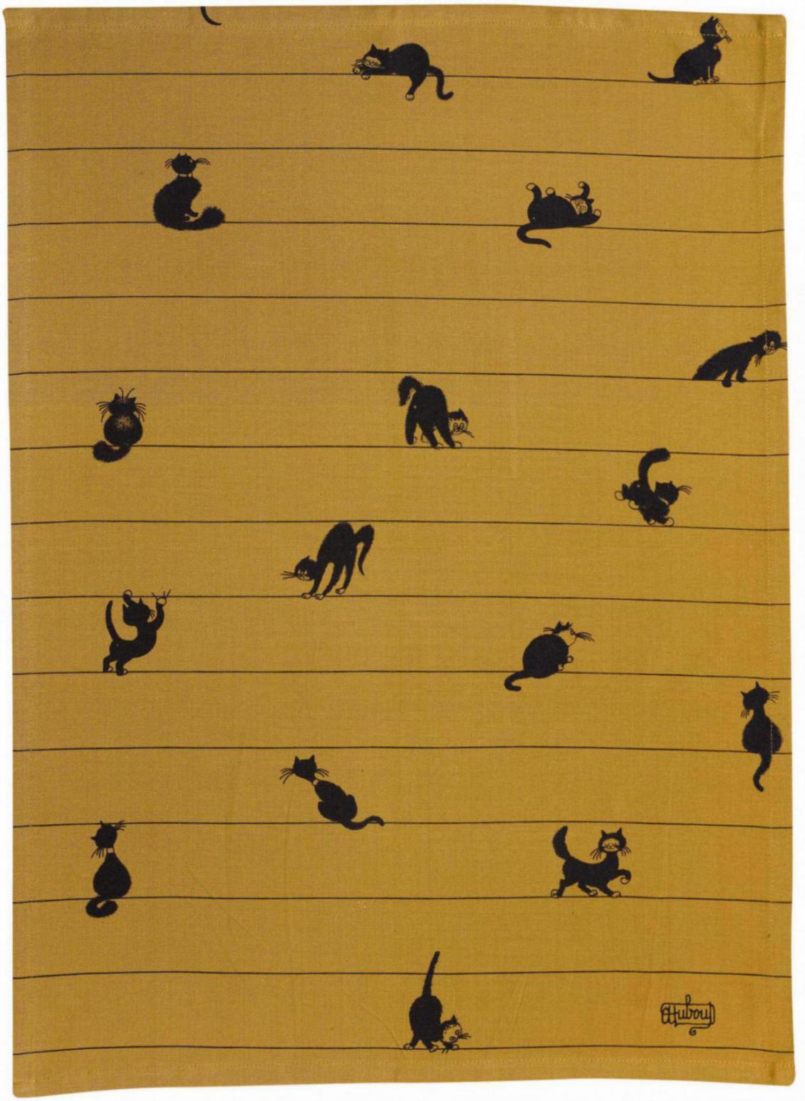 Theedoek Dubout Partition de chats Cannelle 50 X 70