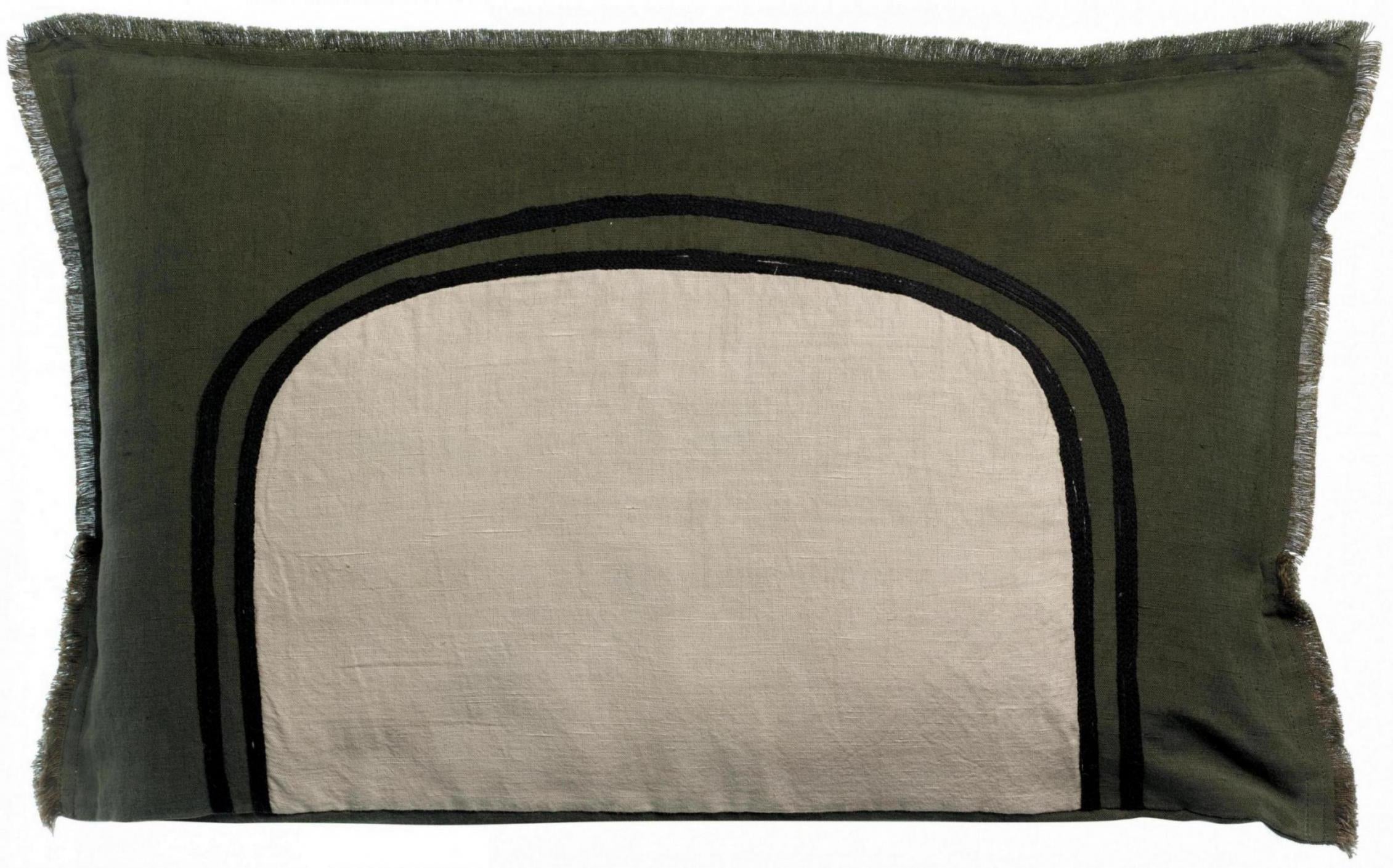 Tweekleurig kussen Laly Bicolore Olive 40 X 65