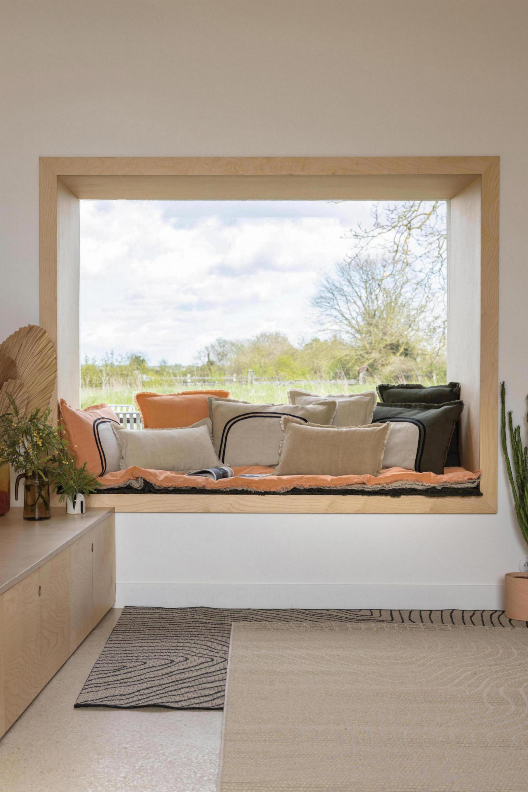 Tweekleurig kussen Laly Bicolore Olive 40 X 65