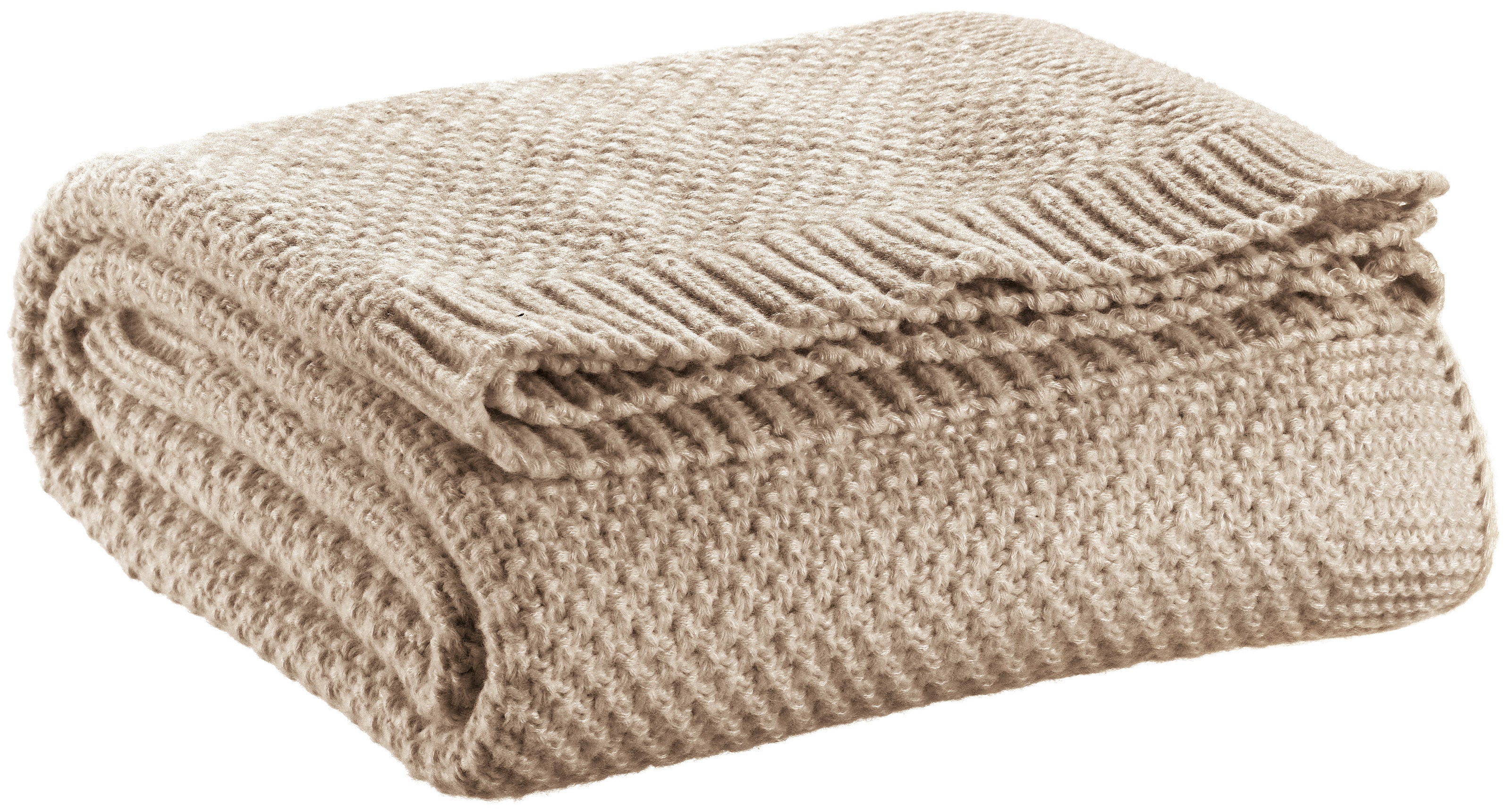 Gebreide gerecycleerde plaid Danilo Naturel 130 X 160