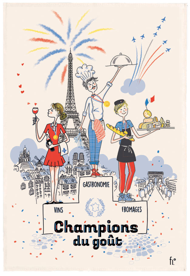 Theedoek Les champions du goût Écru 48 X 72