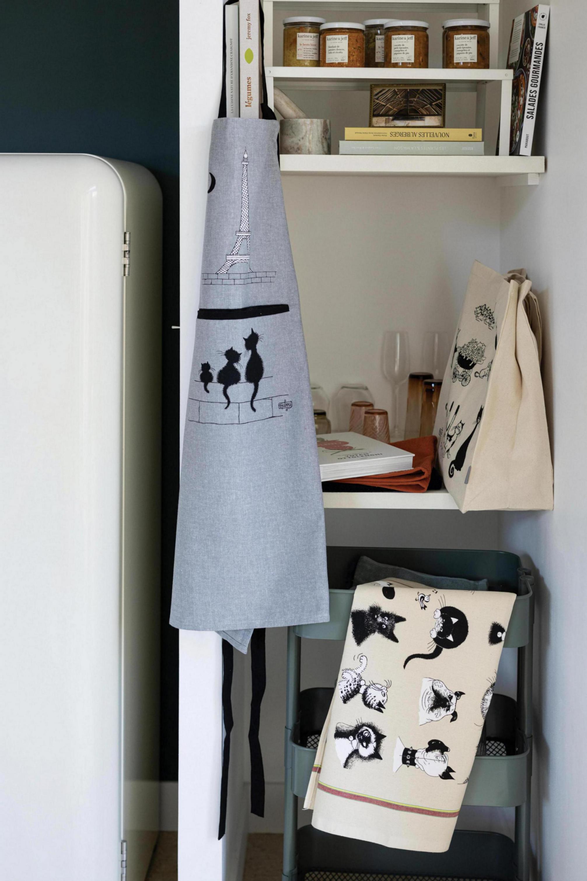 Keukenschort Dubout Chats Eiffel Gris 72 X 85
