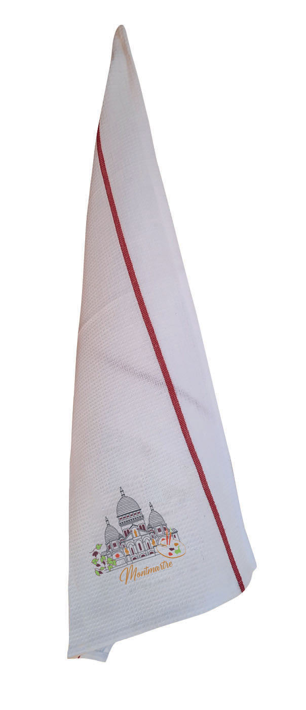 Gerecycleerde wafeldoek Montmartre Blanc/Rouge 50 X 70