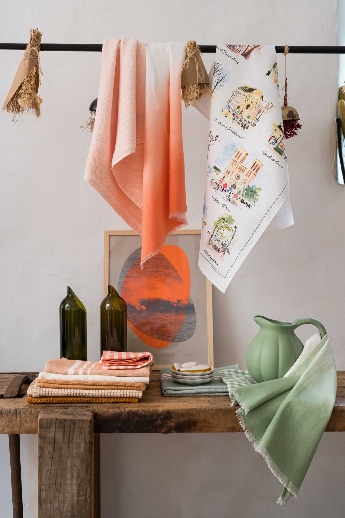 Gerecycleerde theedoek Tie&Dye Cactus 50 X 70