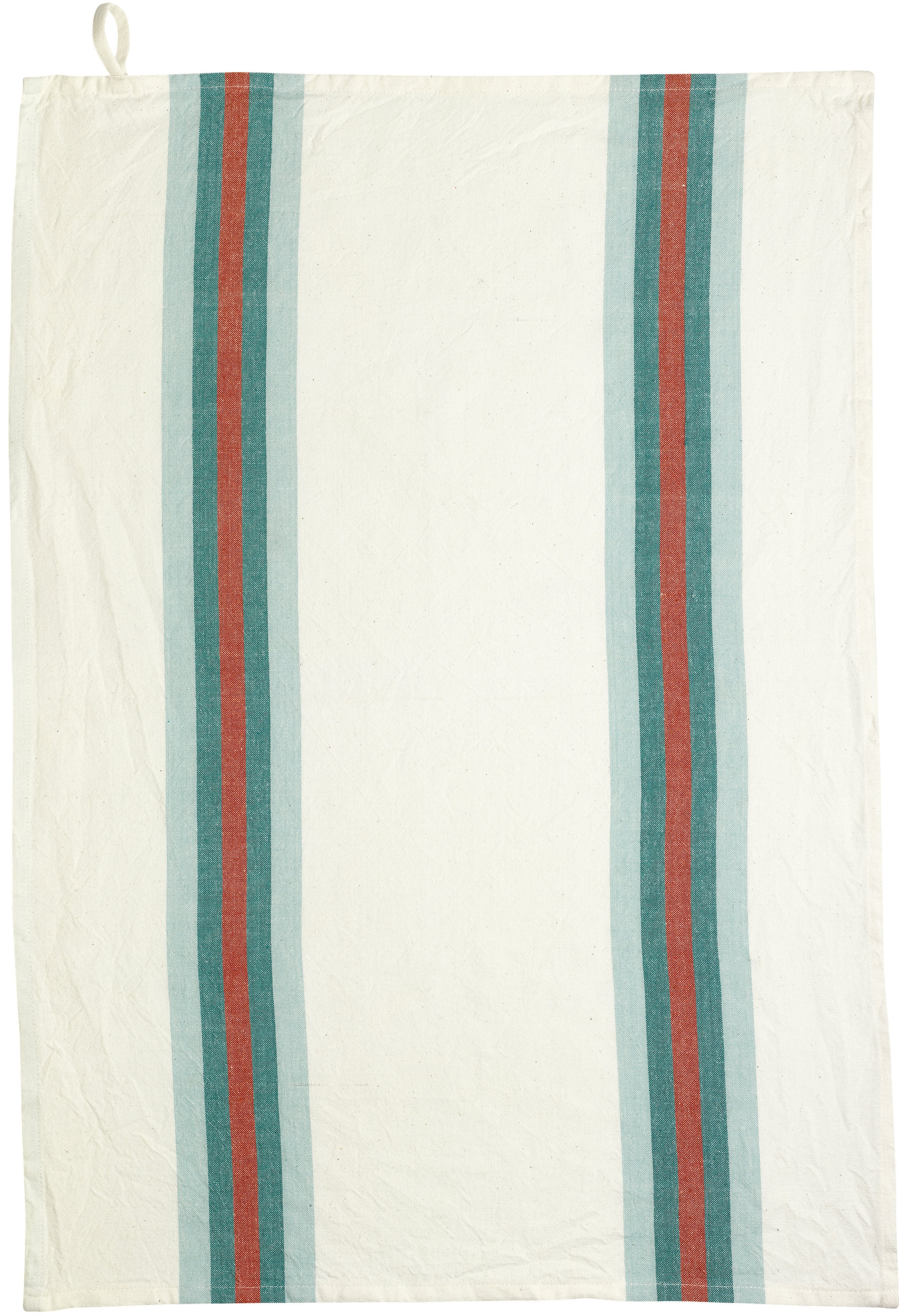 Gerecycleerde theedoek Lave Yuna Vert d'eau/Naturel 50 X 70