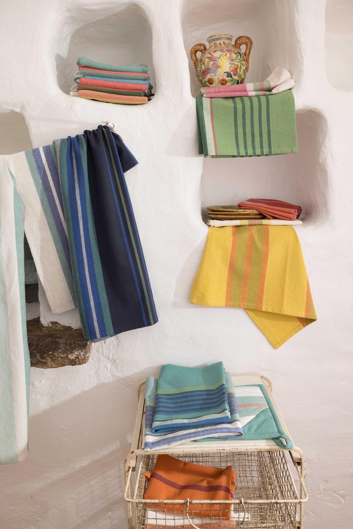 Gerecycleerde theedoek Yuna Curry/Naturel 50 X 70