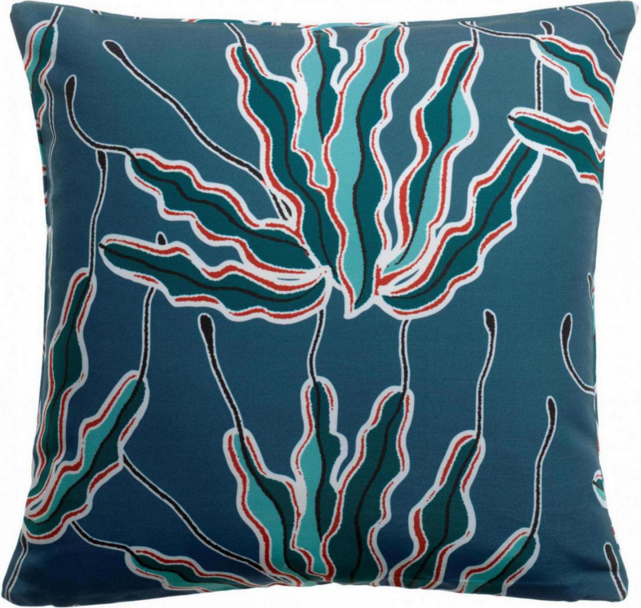 Outdoor kussen met print Alga Indigo 45 X 45