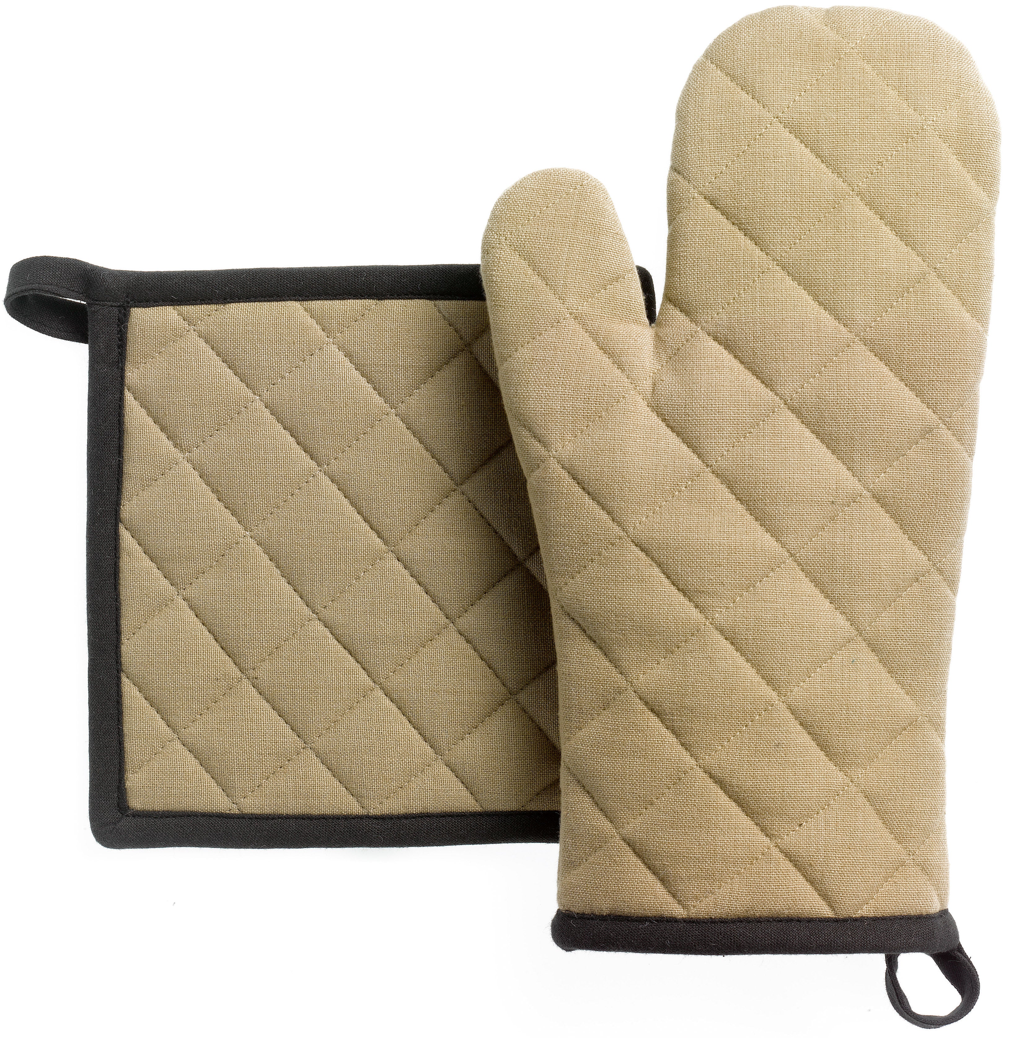 Set van gerecycleerde ovenwant/pannenlap Grace Camel 15 X 32