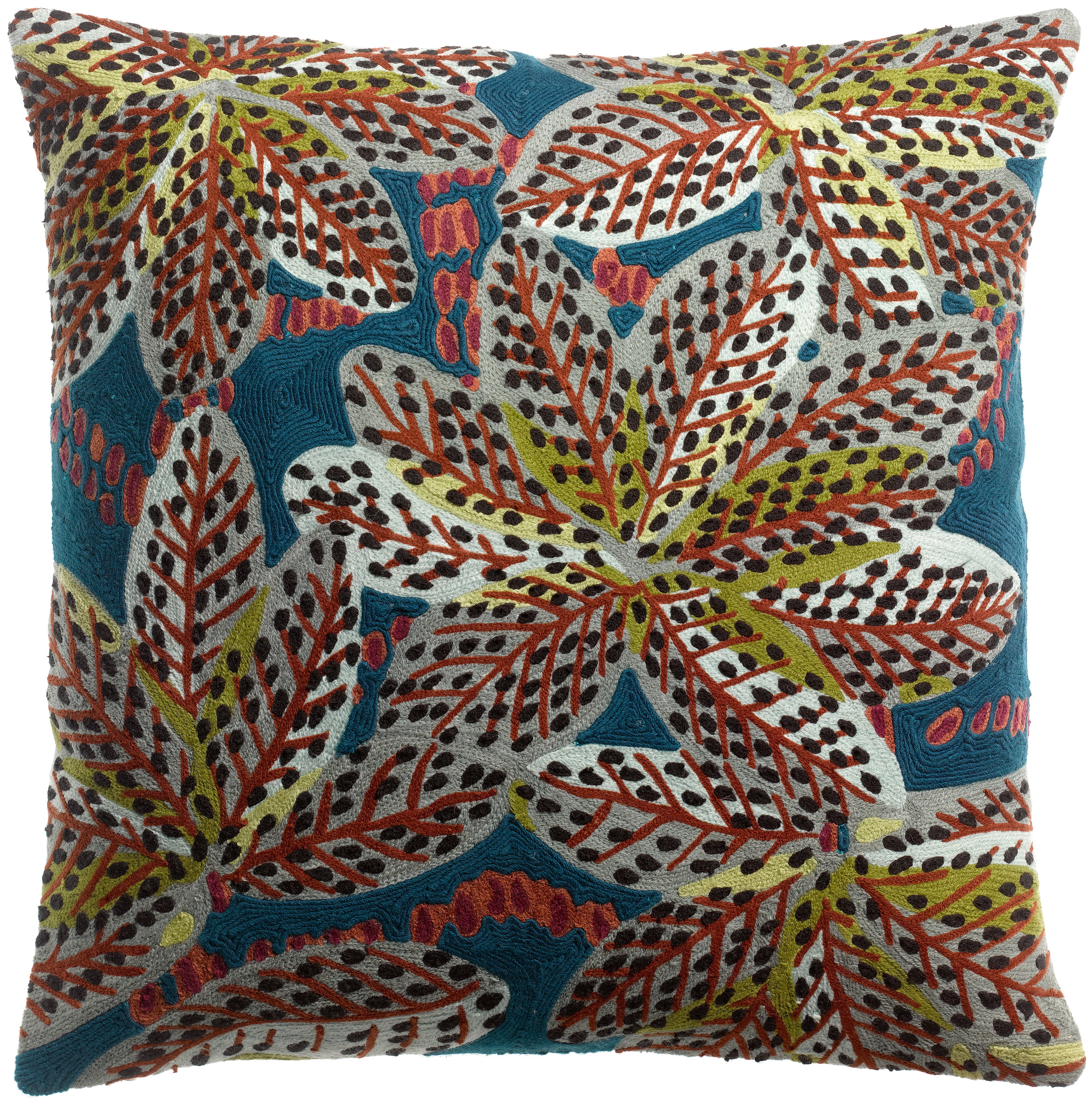 Geborduurd kussen Ariane Pétrole 45 X 45