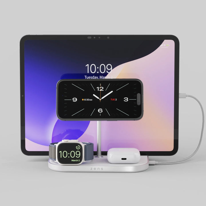 Zens - Draadloze oplader 4-1 60W USB C output - Wit