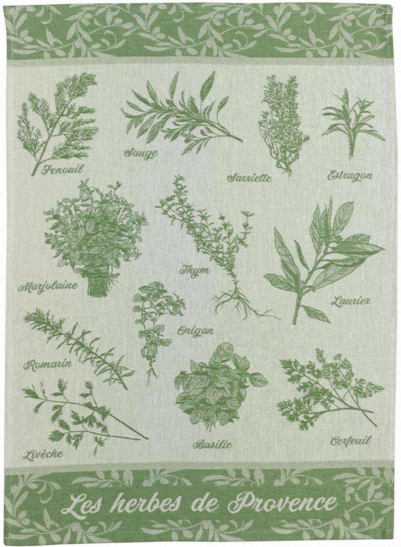 Jacquard theedoek Herbes de Provence Vert 50 X 70