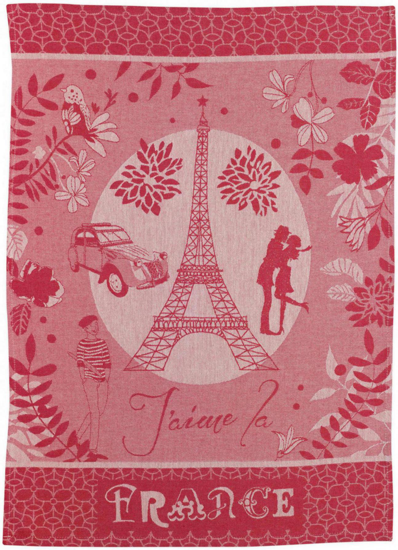 Jacquard theedoek Tour Eiffel Rouge 50 X 70