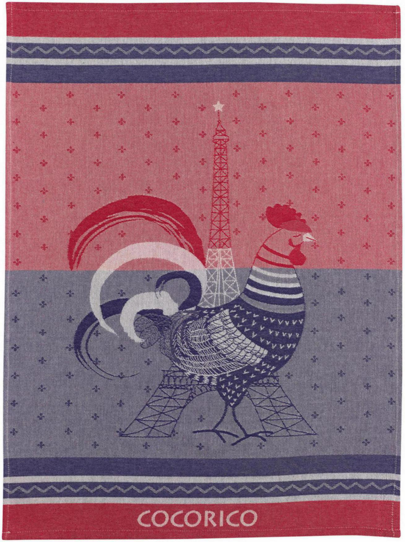Jacquard theedoek Cocorico Multicolore 50 X 70