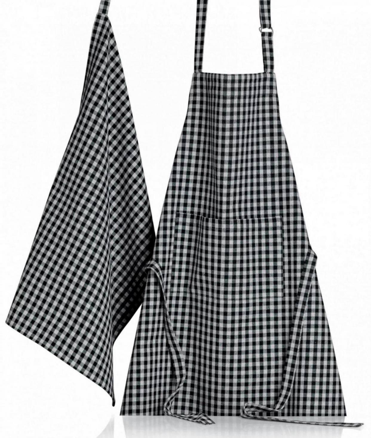 Gerecycleerd keukenschort Billie Noir/Gris 80 X 85