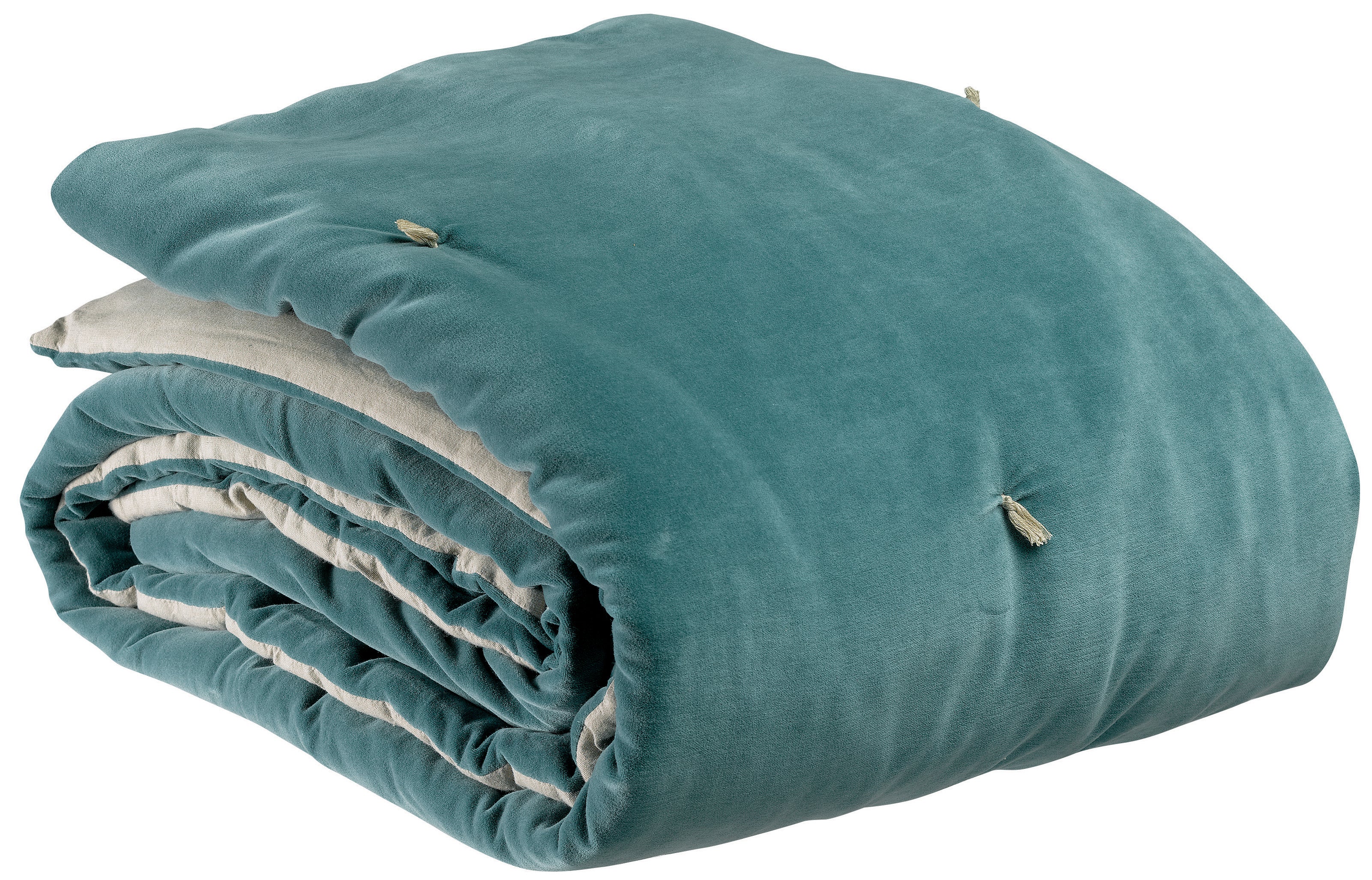 Plaid met geknoopte punten Elise Vert de gris 140 X 200