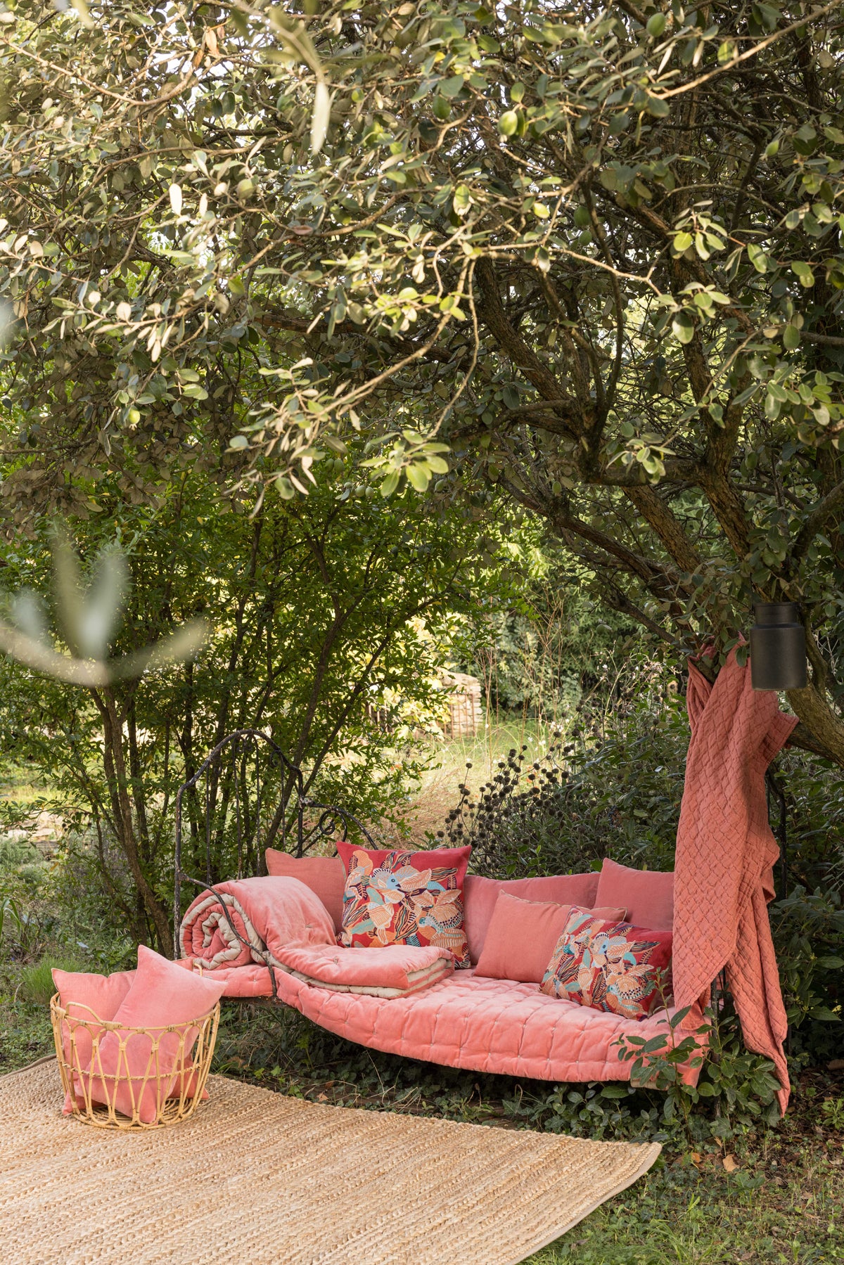 Plaid met geknoopte punten Elise Pêche 140 X 200