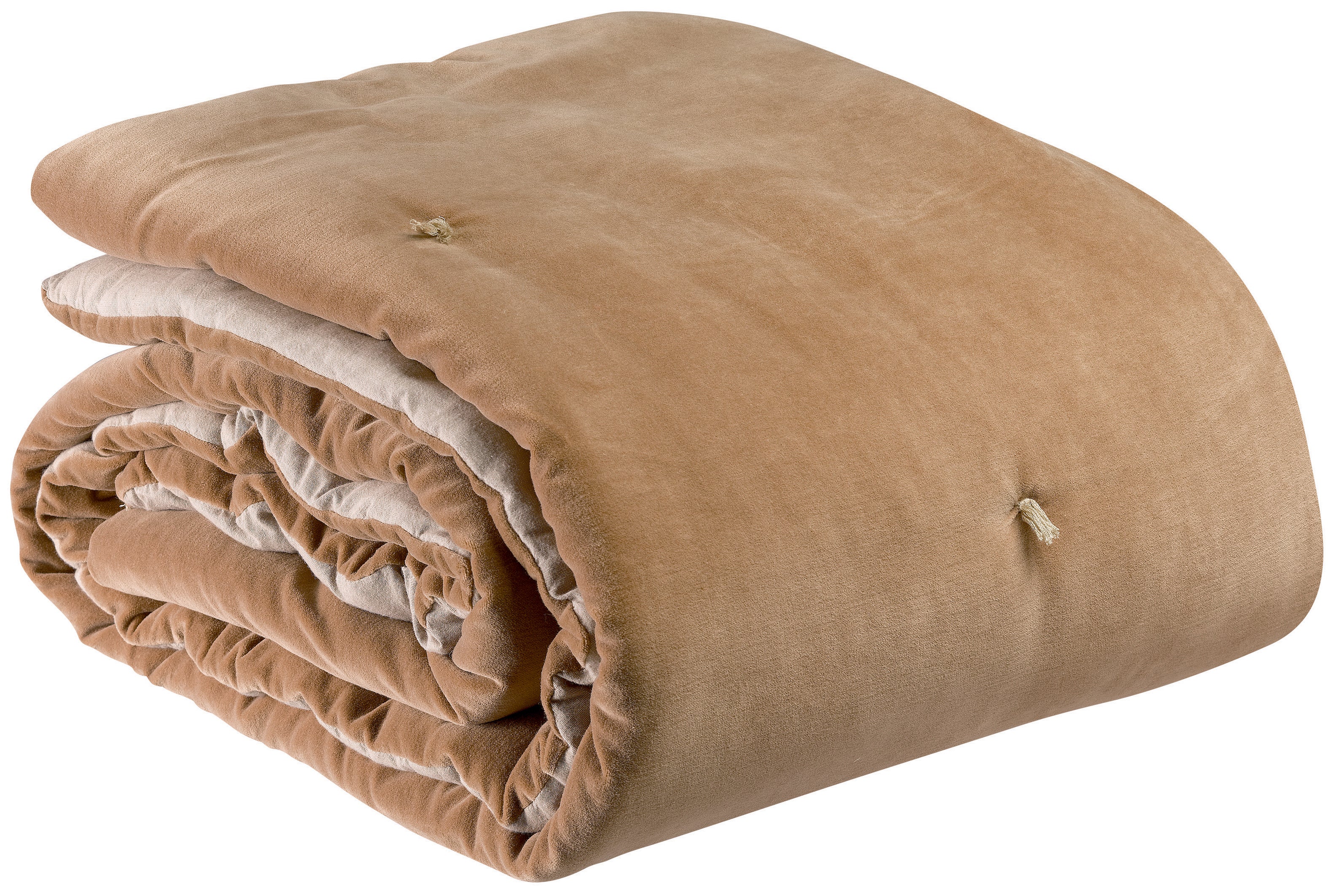 Plaid met geknoopte punten Elise Camel 140 X 200
