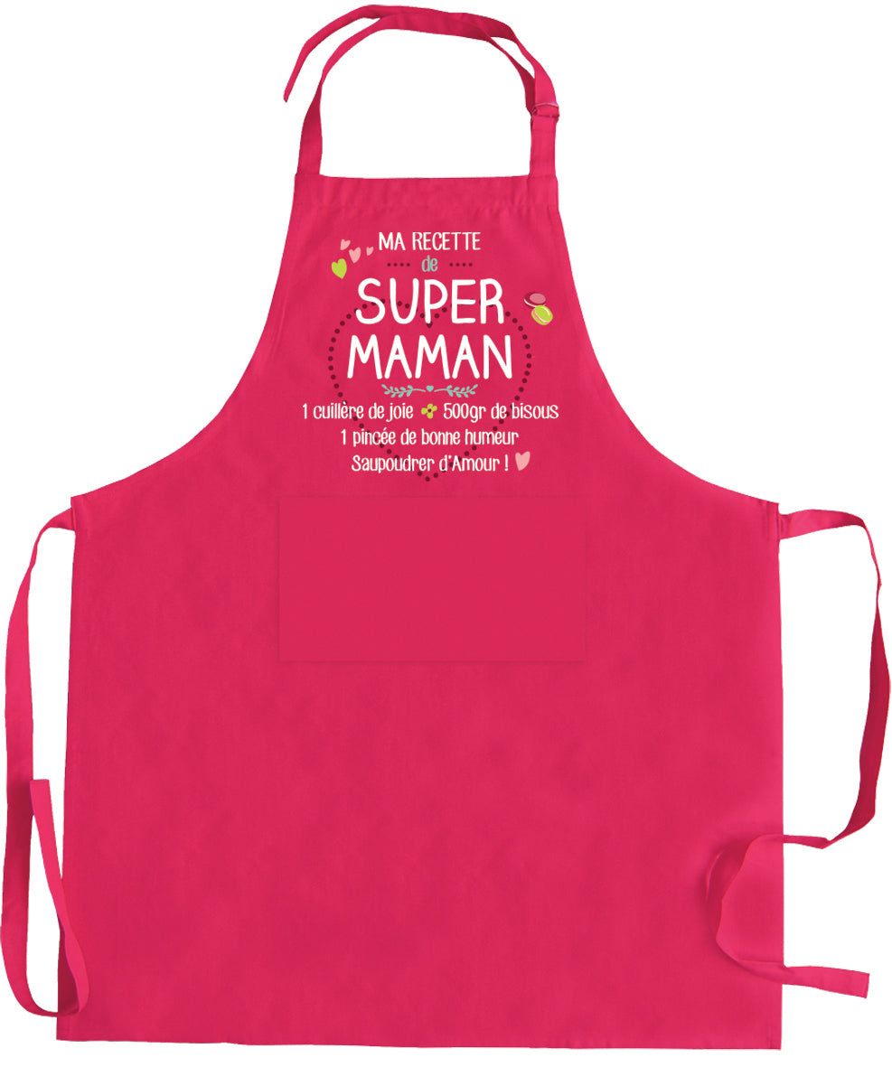 Gerecycleerd keukenschort Ma recette de super maman Rose 72 X 90