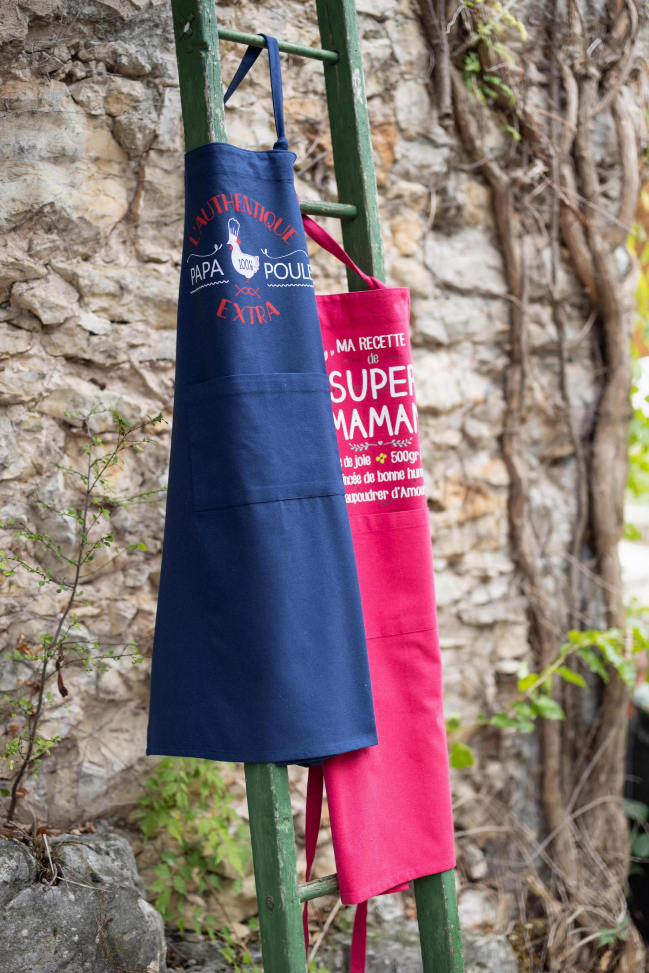 Gerecycleerd keukenschort Ma recette de super maman Rose 72 X 90