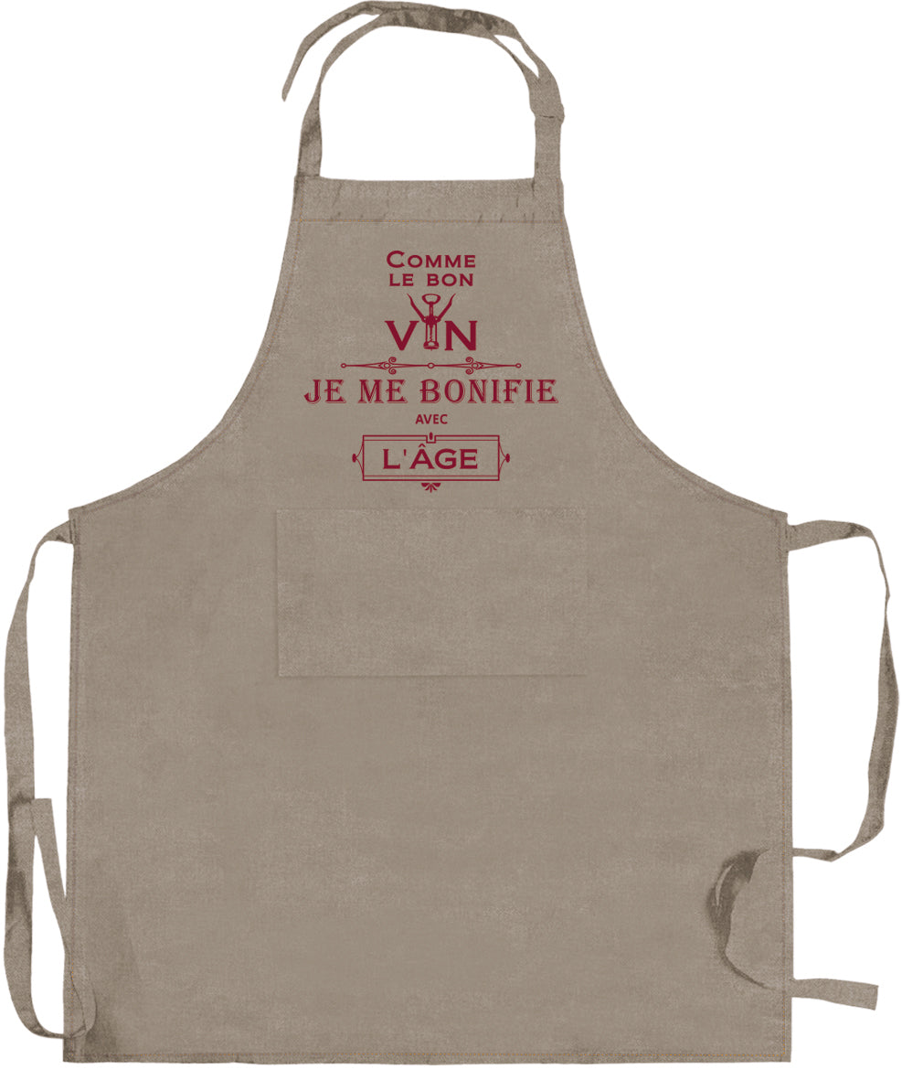 Keukenschort Peps Je me bonifie avec l'âge Ficelle 90 X 72