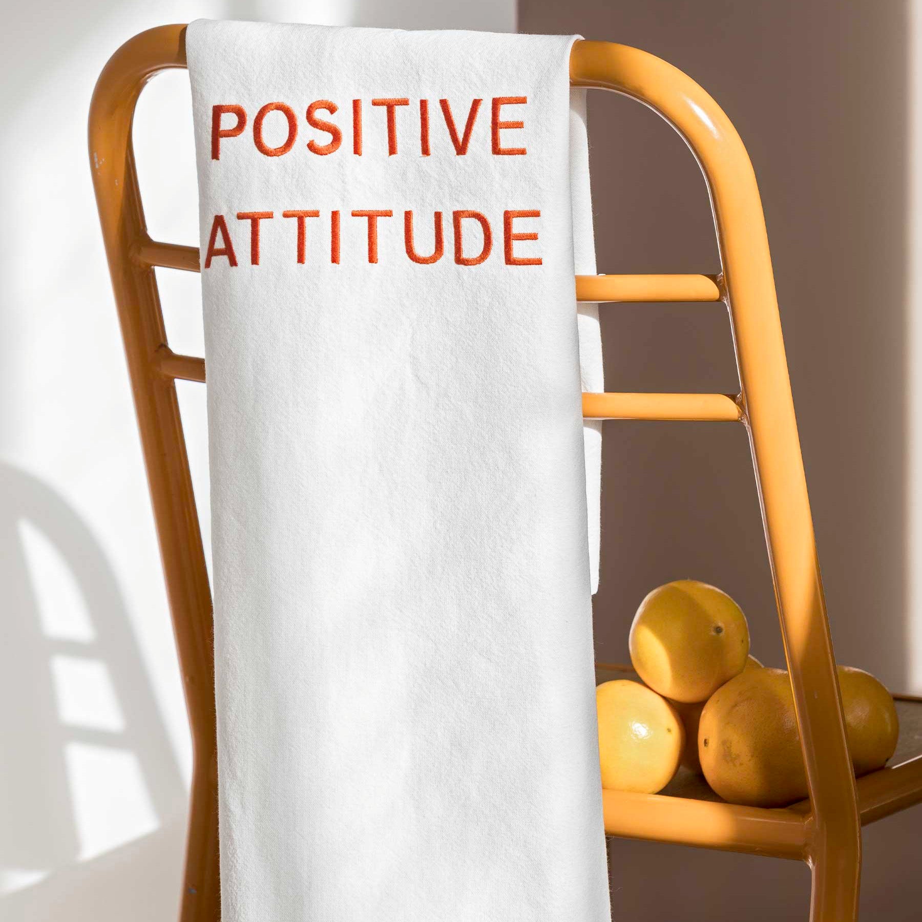 Theedoek Positive Attitude Blanc 80 X 50