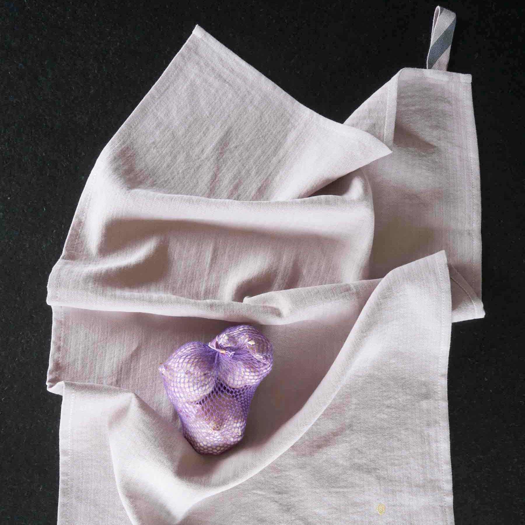 Theedoek Marcel Poivre rose 70 X 50