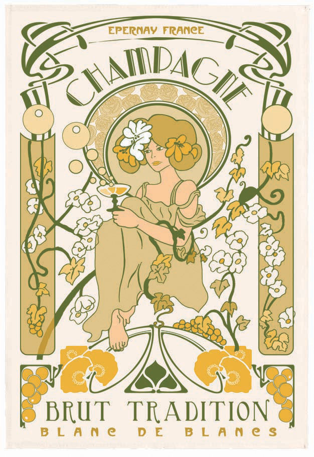 Theedoek Champagne Art Nouveau Écru 48 X 72