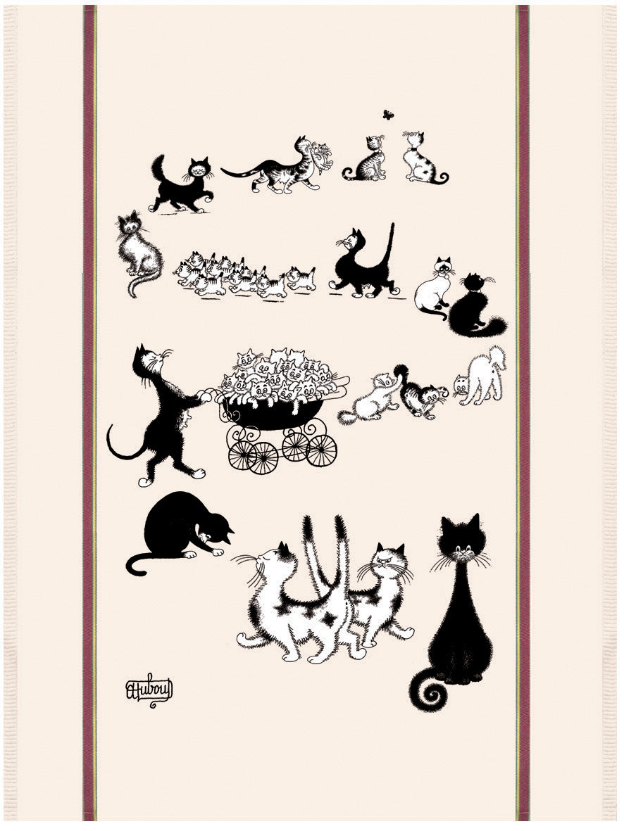 Grote theedoek Dubout Multi-chats Écru 60 X 80