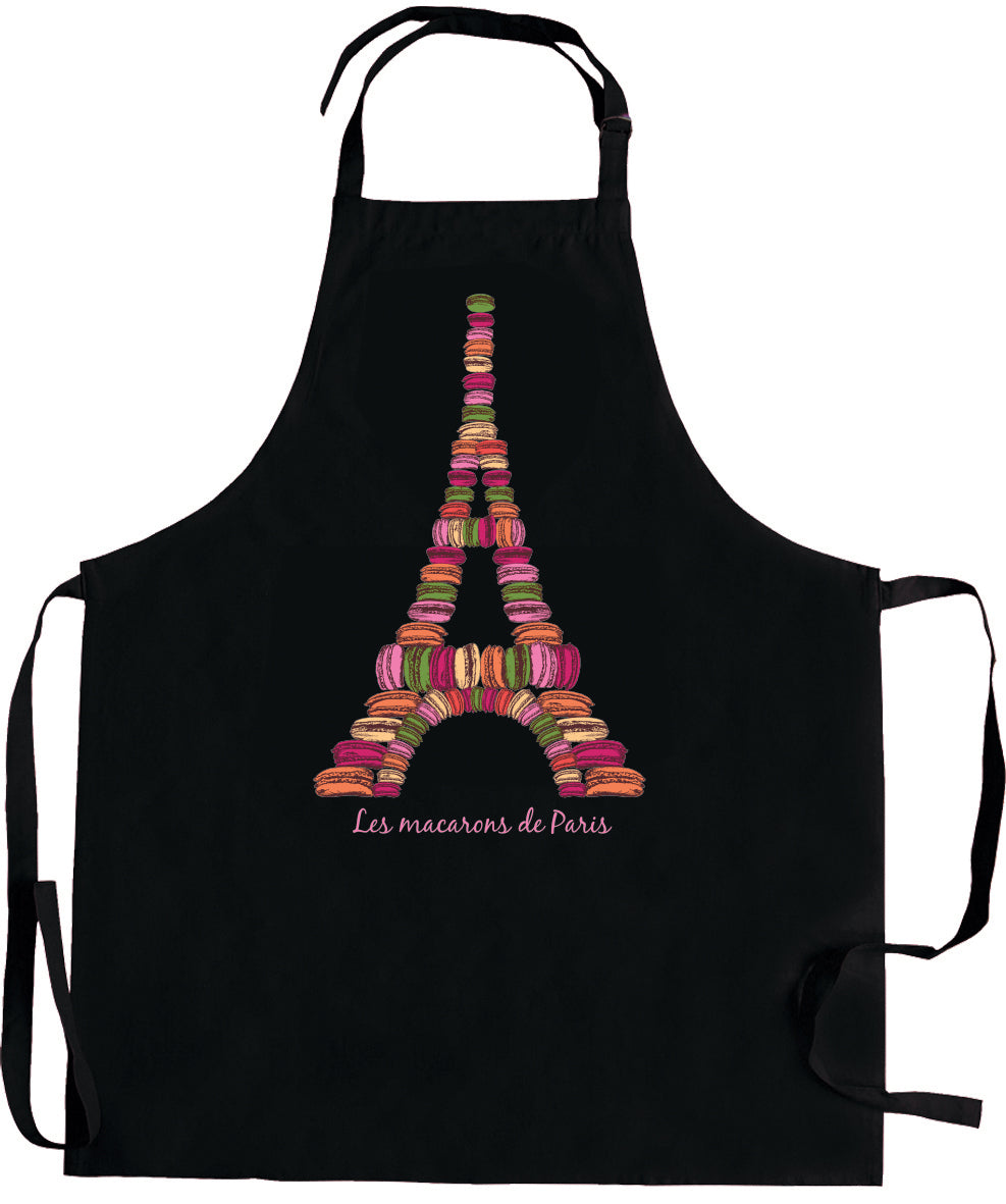 Gerecycleerd keukenschort Macarons de Paris Noir 72 X 90