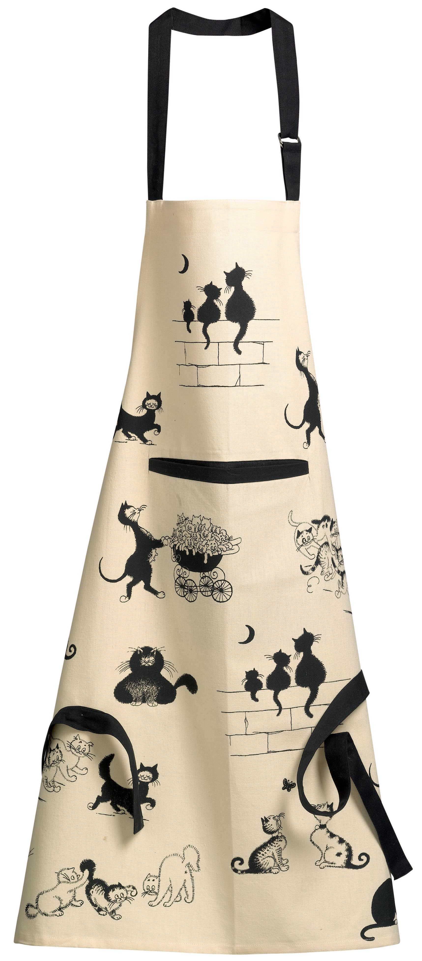 Keukenschort bedrukt Dubout 3 chats Beige 72 X 85