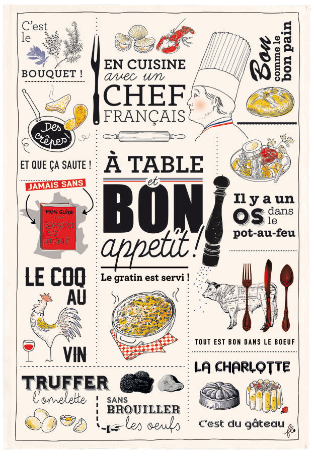 Theedoek Cuisine Française Écru 48 X 72