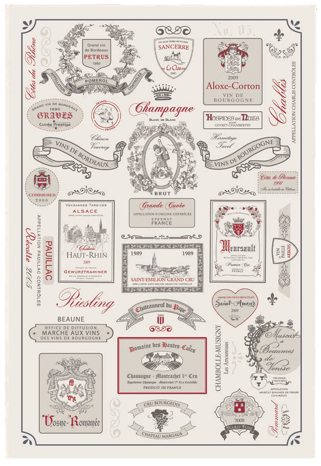Theedoek Étiquettes de vins Écru 48 X 72