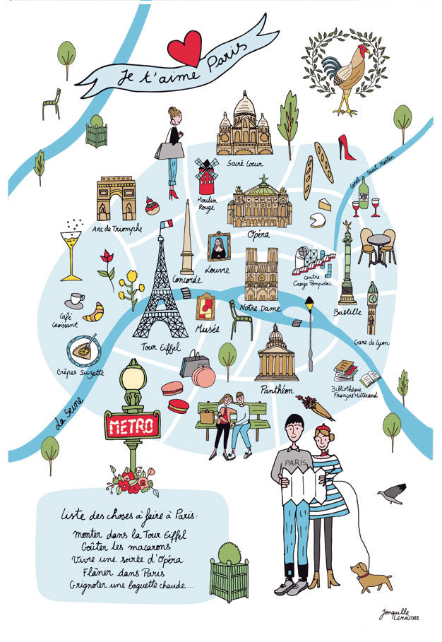 Theedoek Carte Paris Blanc 48 X 72