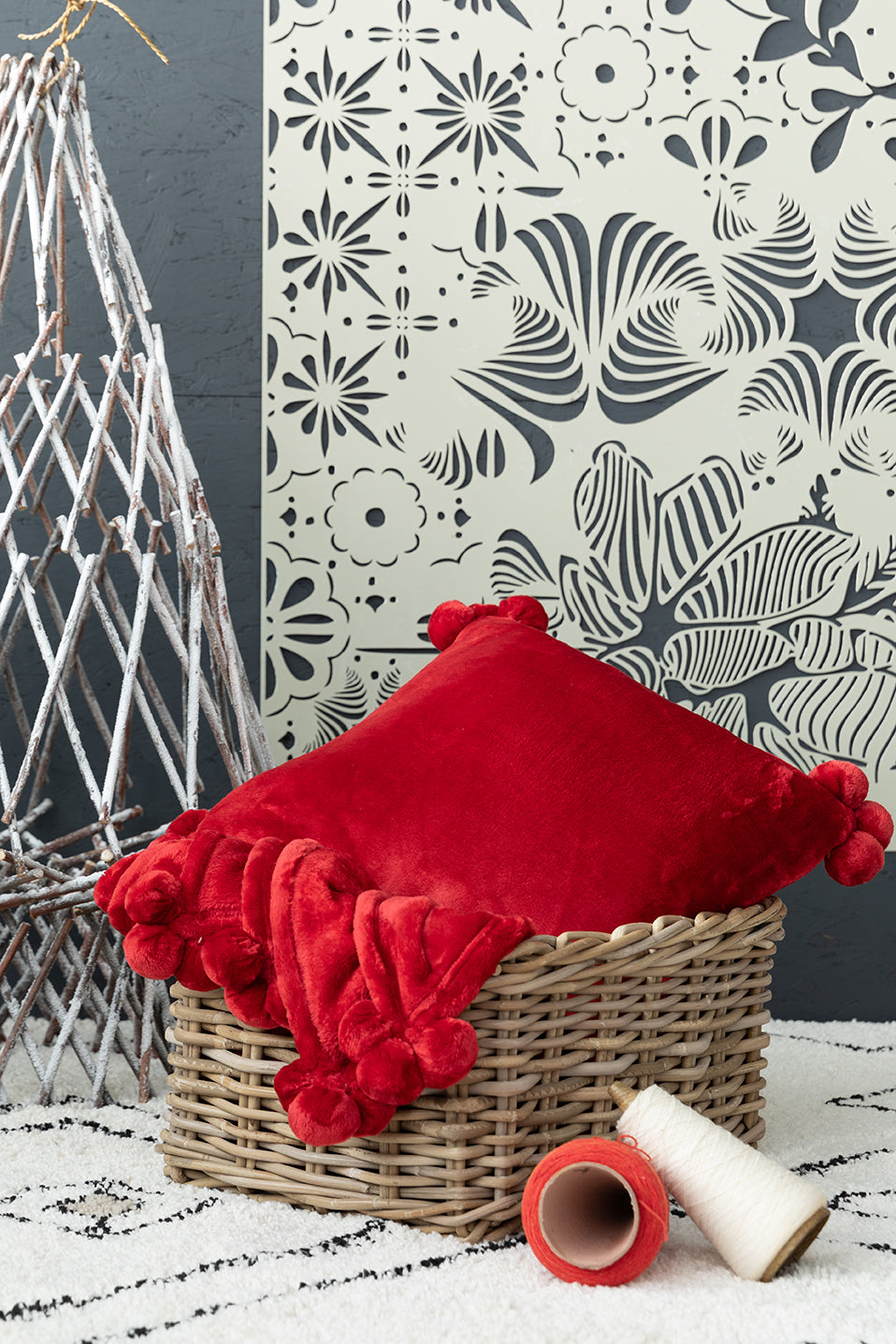 Tender Pompons Kussen Rubis 45 X 45