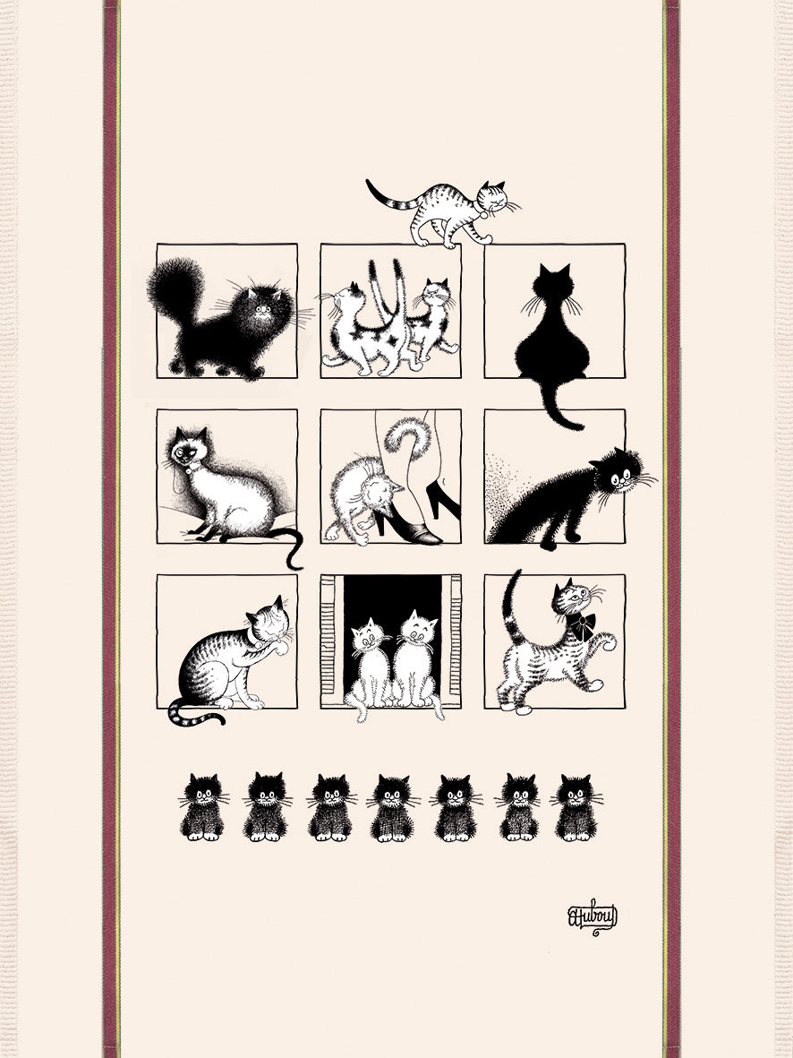Grote theedoek Dubout Galerie de chats Écru 60 X 80