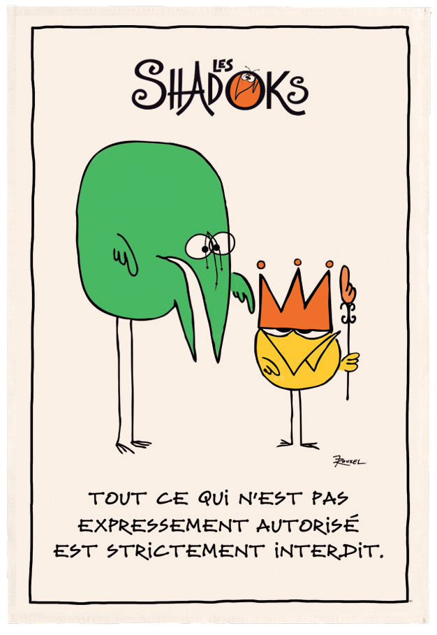 Theedoek Shadoks Les interdits Écru 48 X 72