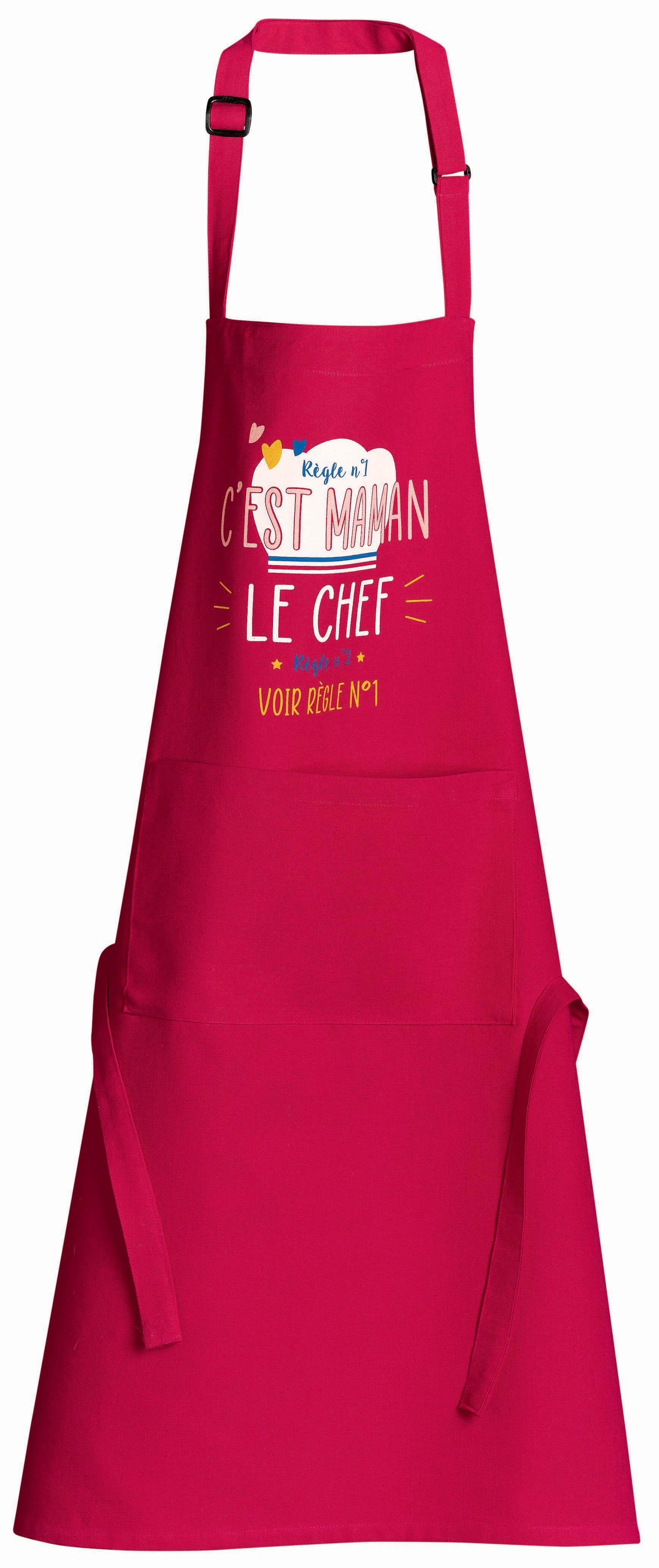 Gerecycleerd keukenschort Chef maman Rose 72 X 90