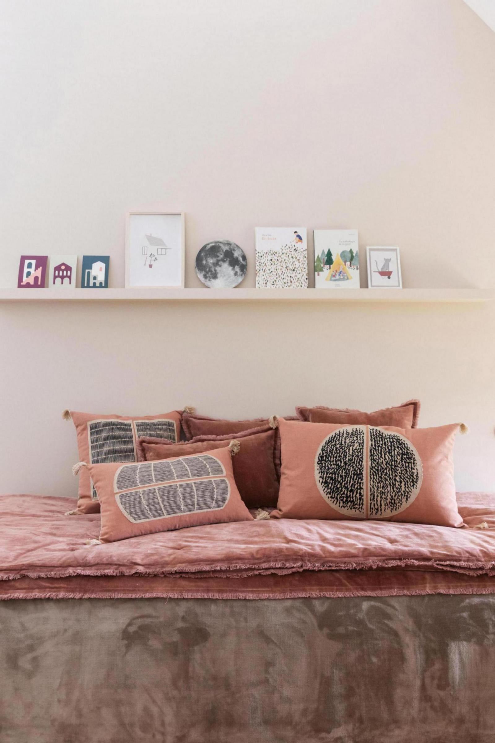 Effen kussen Fara Bois de rose 30 X 50