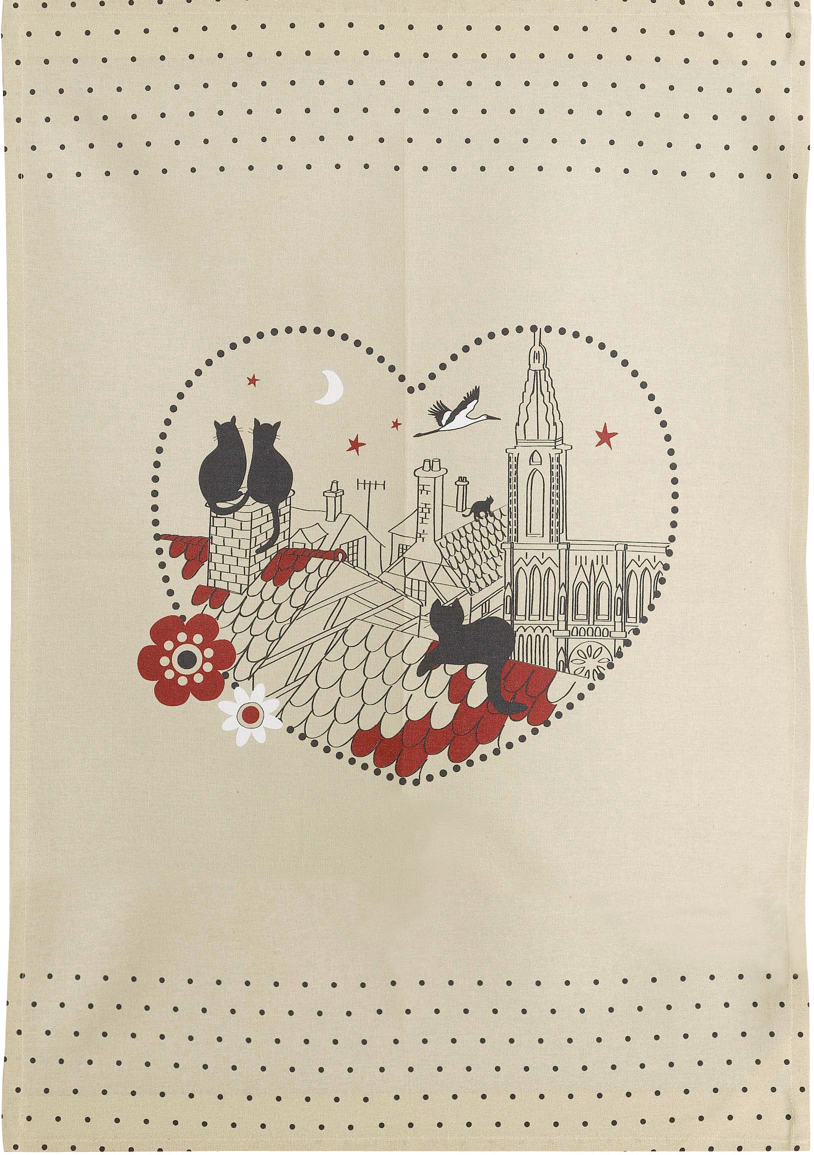 Theedoek Chats Coeur Beige 50 X 70